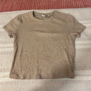 Brown aritzia ribbed baby tee
